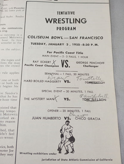 Coliseum WRESTLING NEWS(1950.1.3)