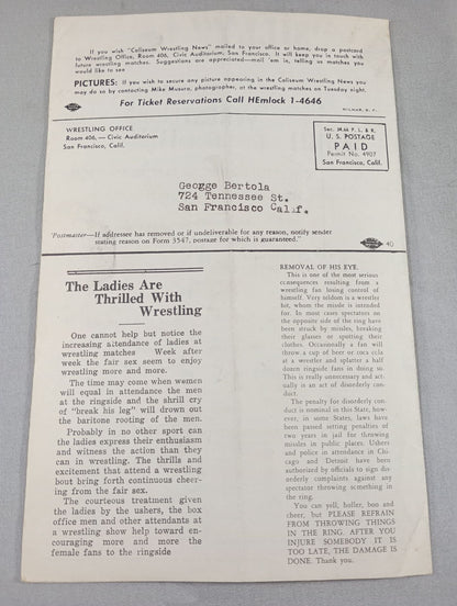 Coliseum WRESTLING NEWS(1950.1.3)