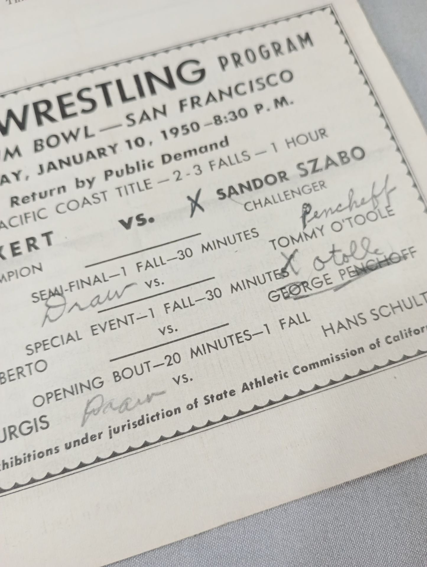 Coliseum WRESTLING NEWS(1950.1.10)