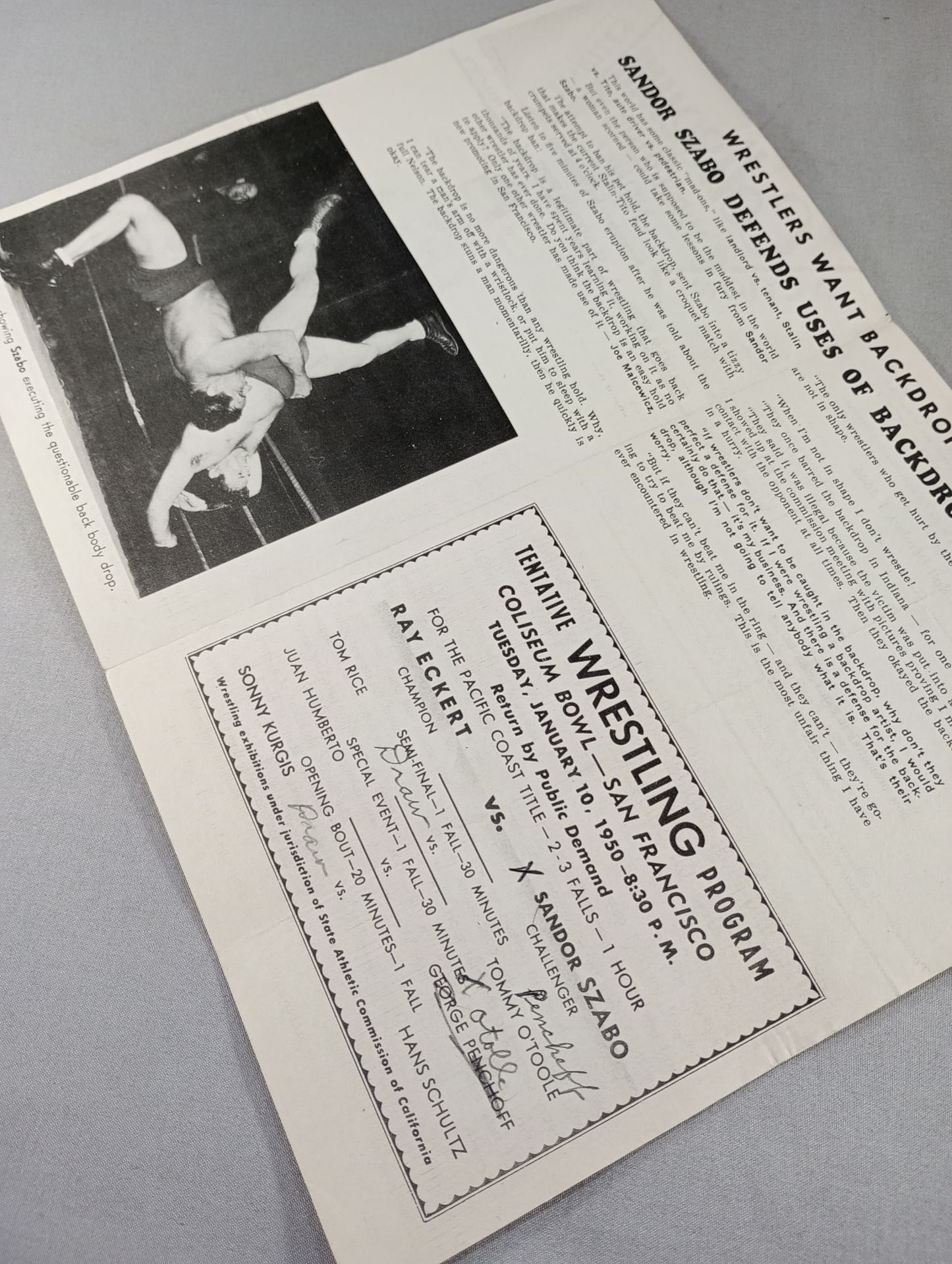 Coliseum WRESTLING NEWS(1950.1.10)