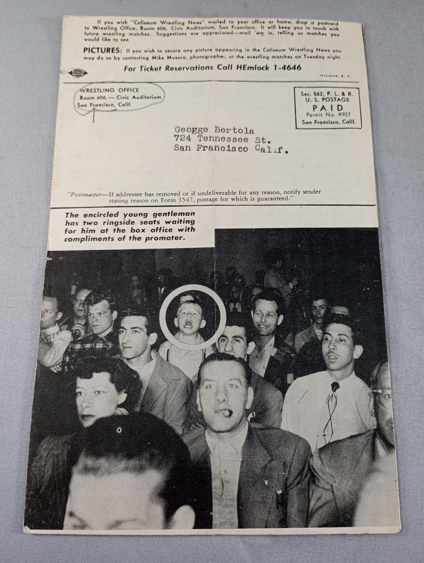 Coliseum WRESTLING NEWS(1949.5.10)