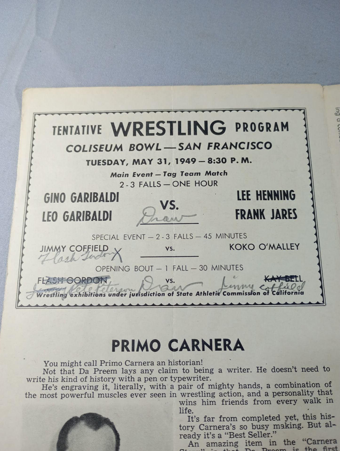 Coliseum WRESTLING NEWS(1949.5.31)