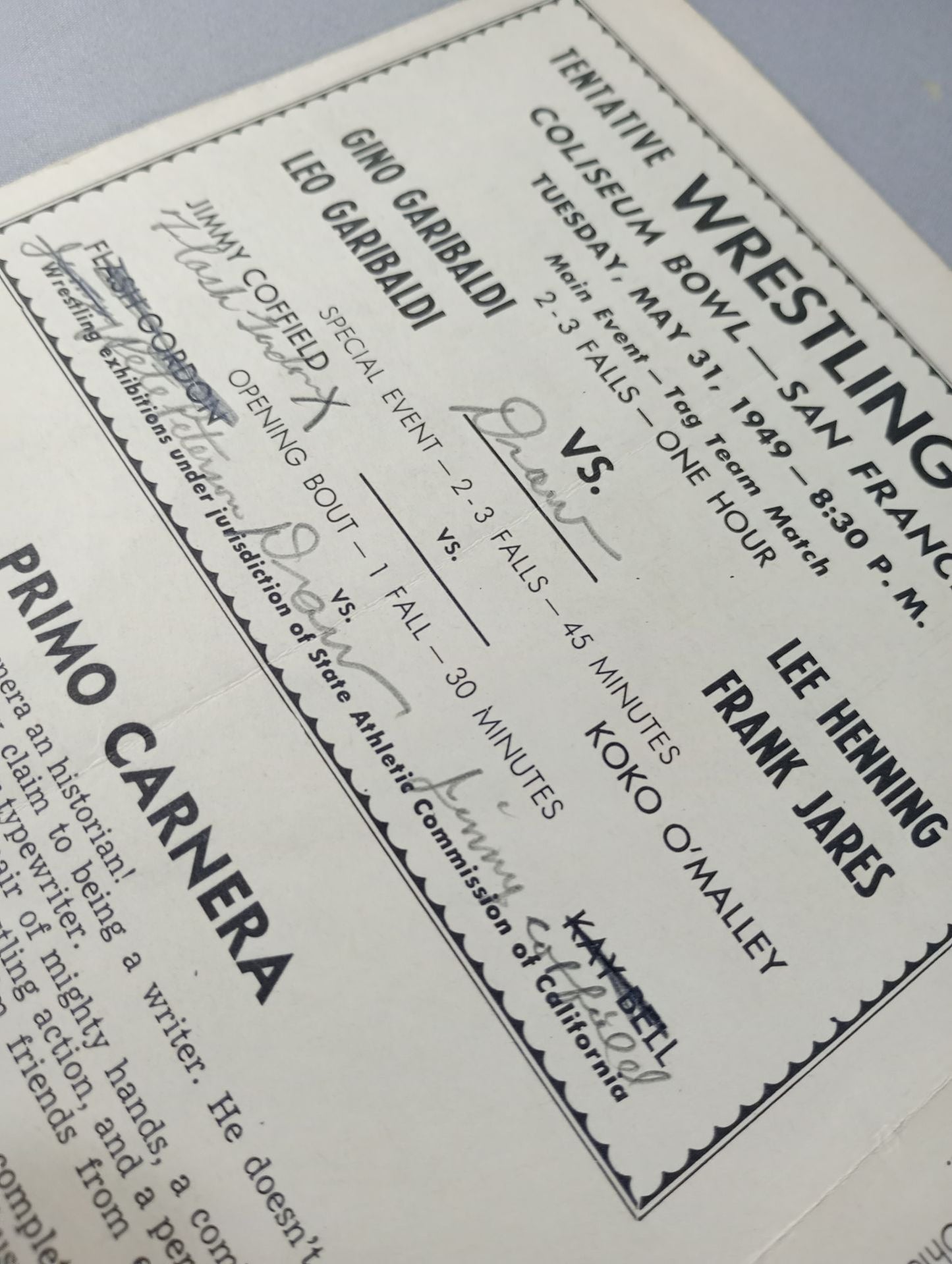 Coliseum WRESTLING NEWS(1949.5.31)