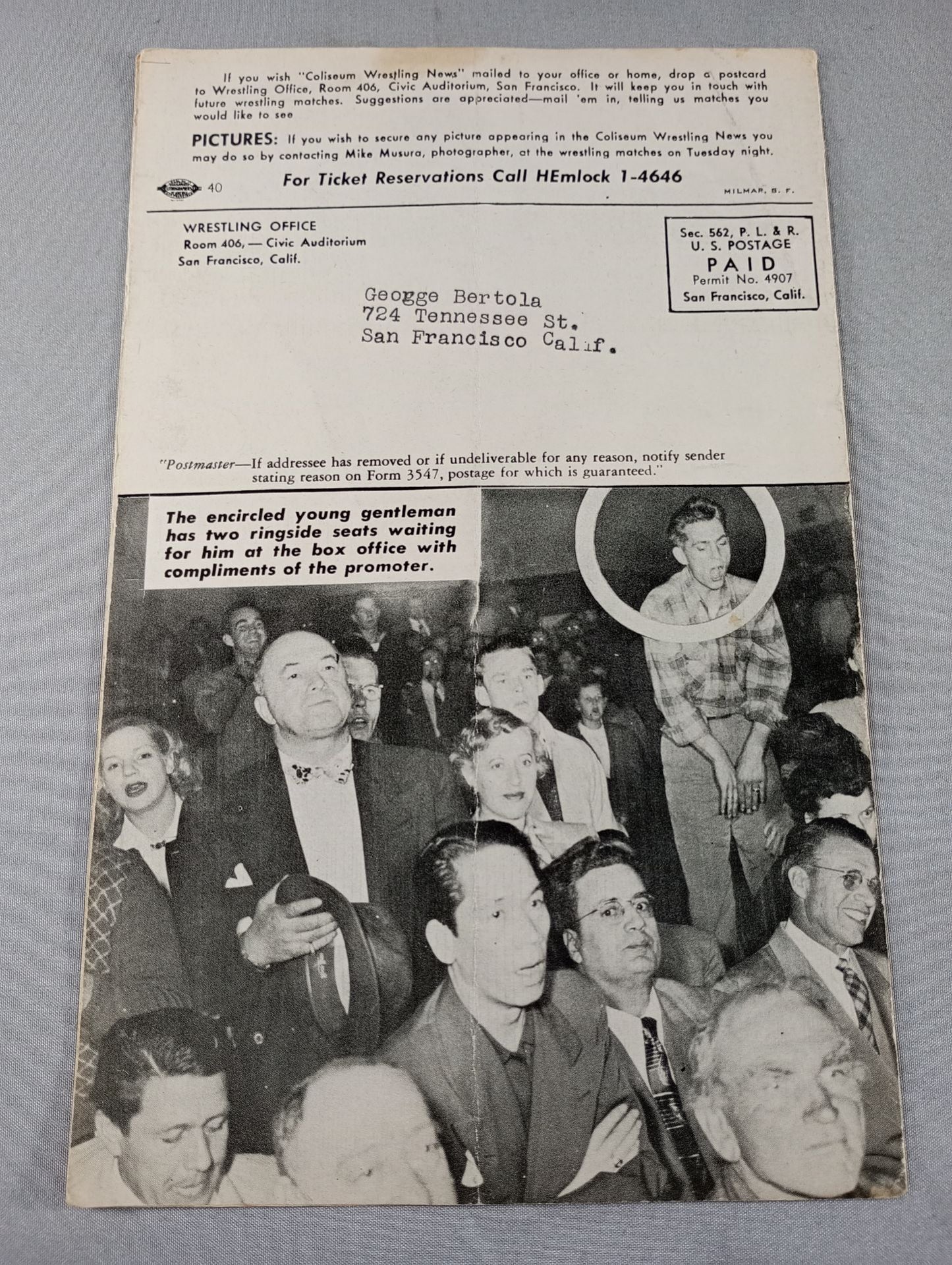 Coliseum WRESTLING NEWS(1949.5.31)