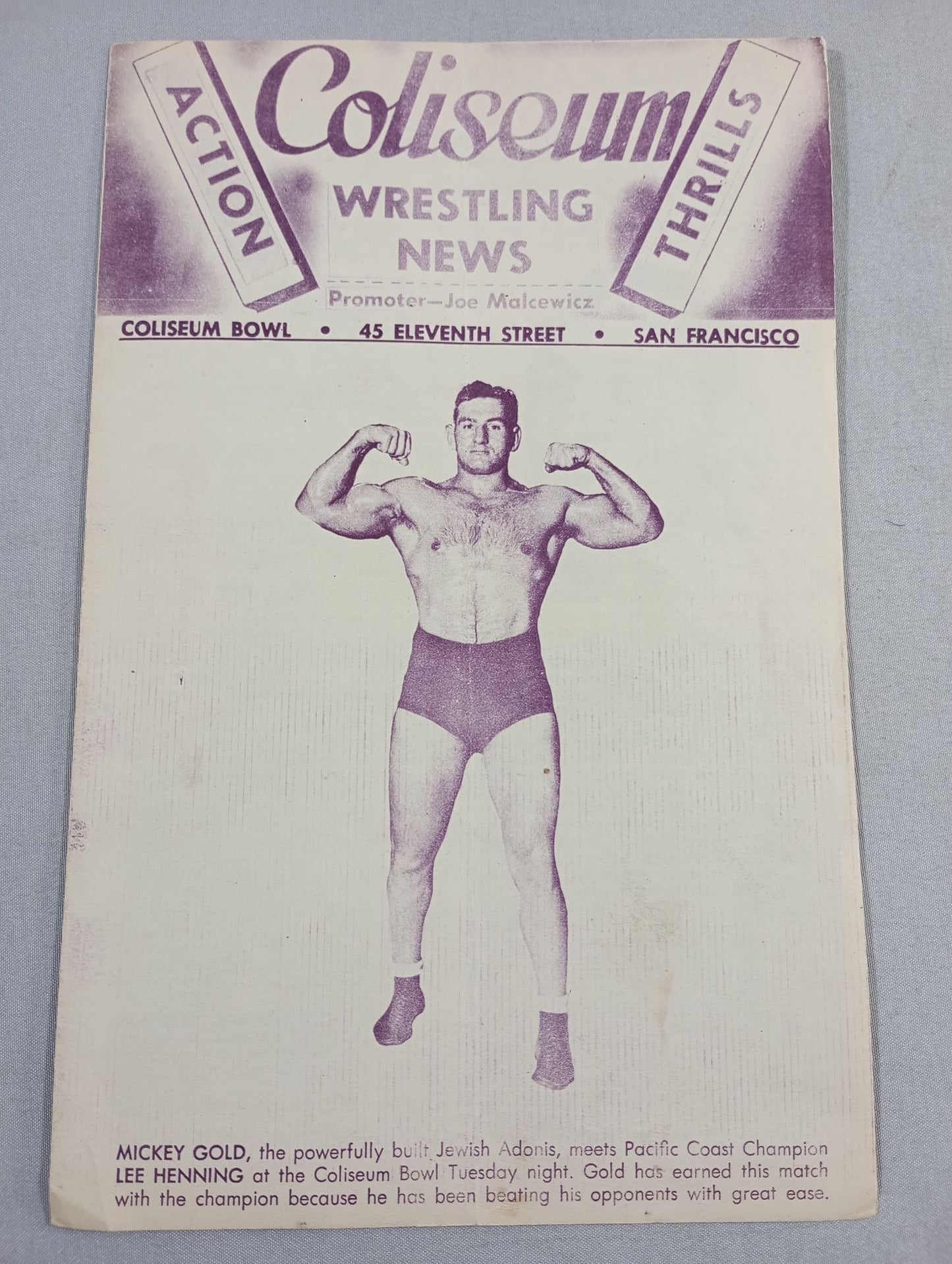 Coliseum WRESTLING NEWS(1949.2.8)