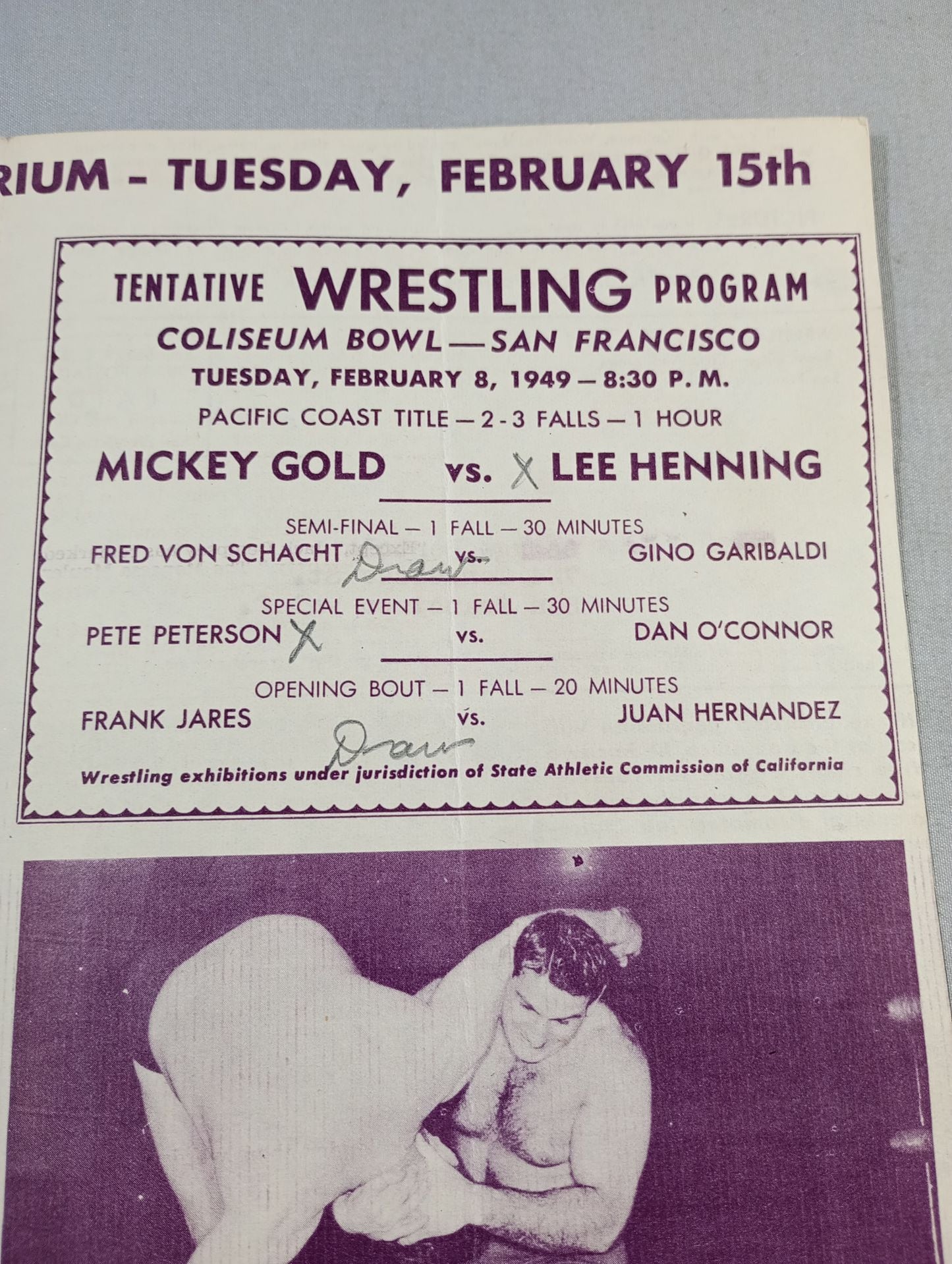Coliseum WRESTLING NEWS(1949.2.8)