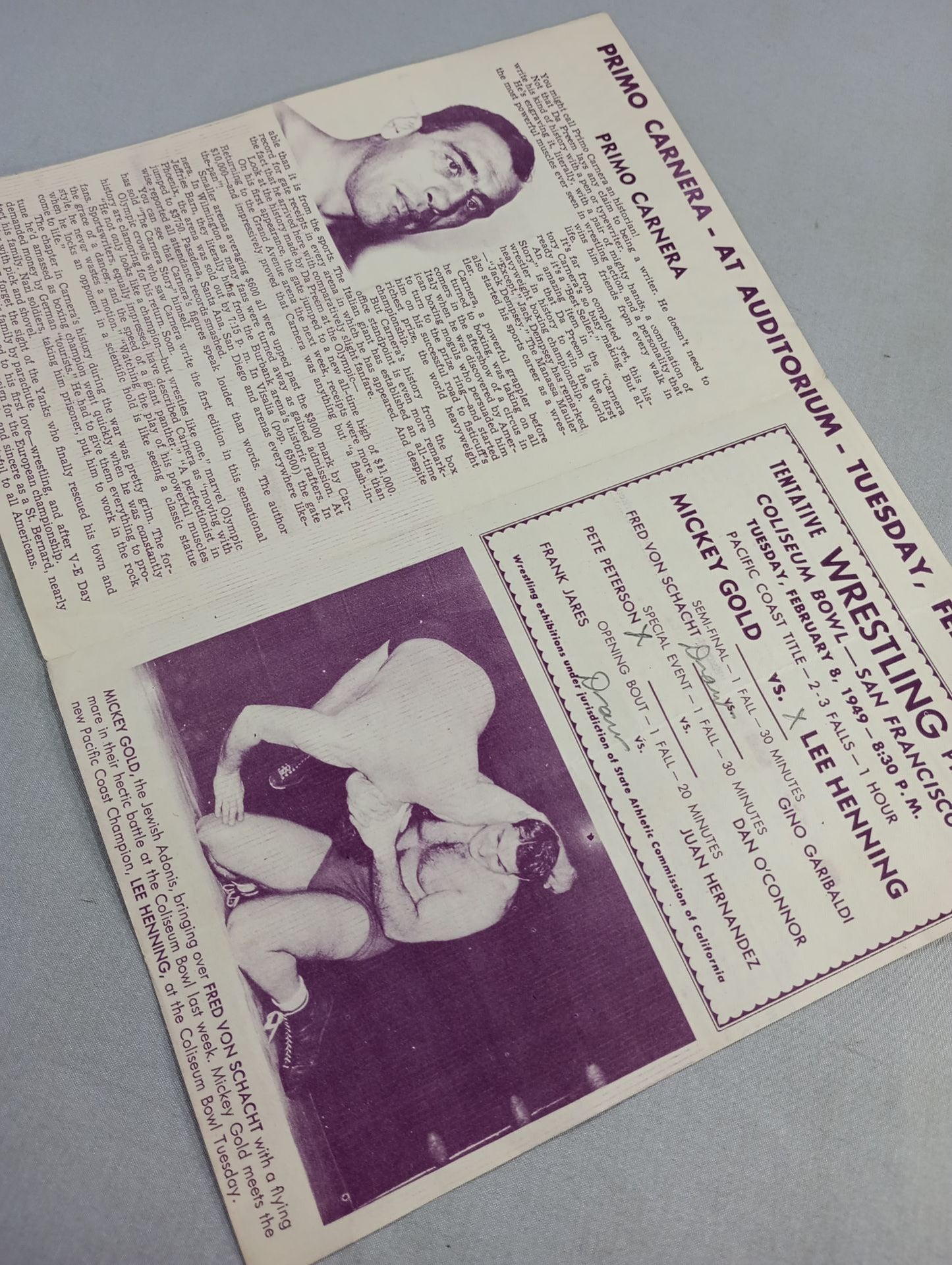 Coliseum WRESTLING NEWS(1949.2.8)