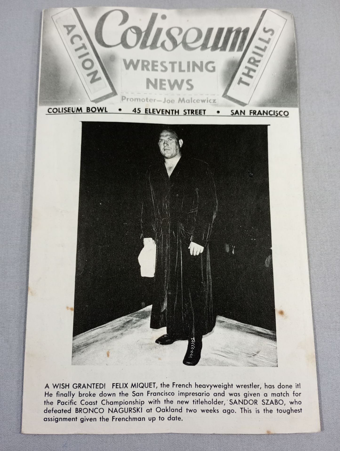 Coliseum WRESTLING NEWS(1948.11.9)