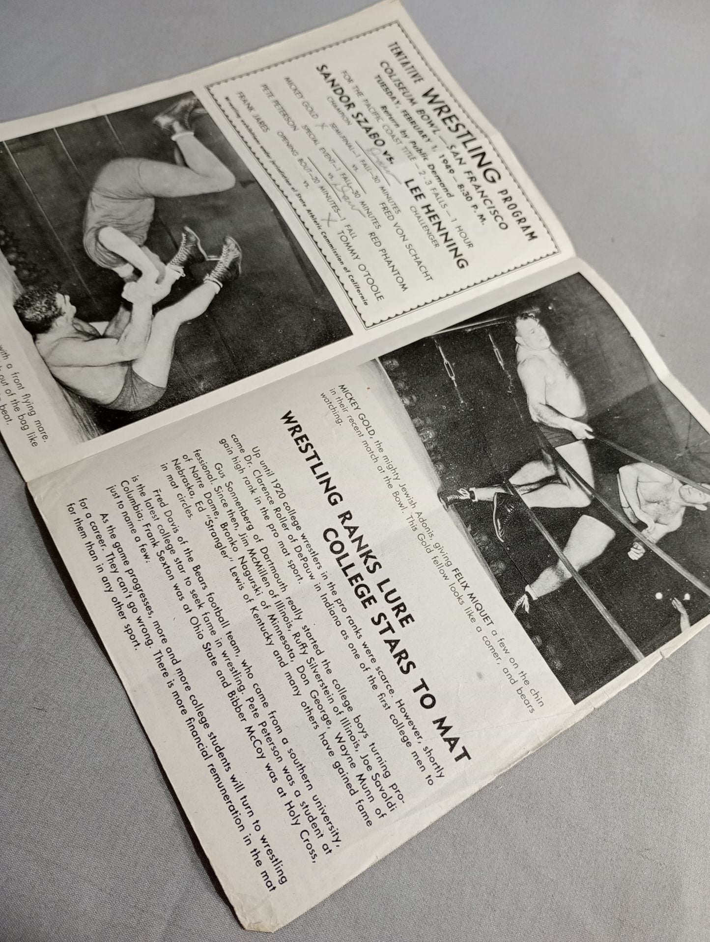 Coliseum WRESTLING NEWS(1949.2.1)