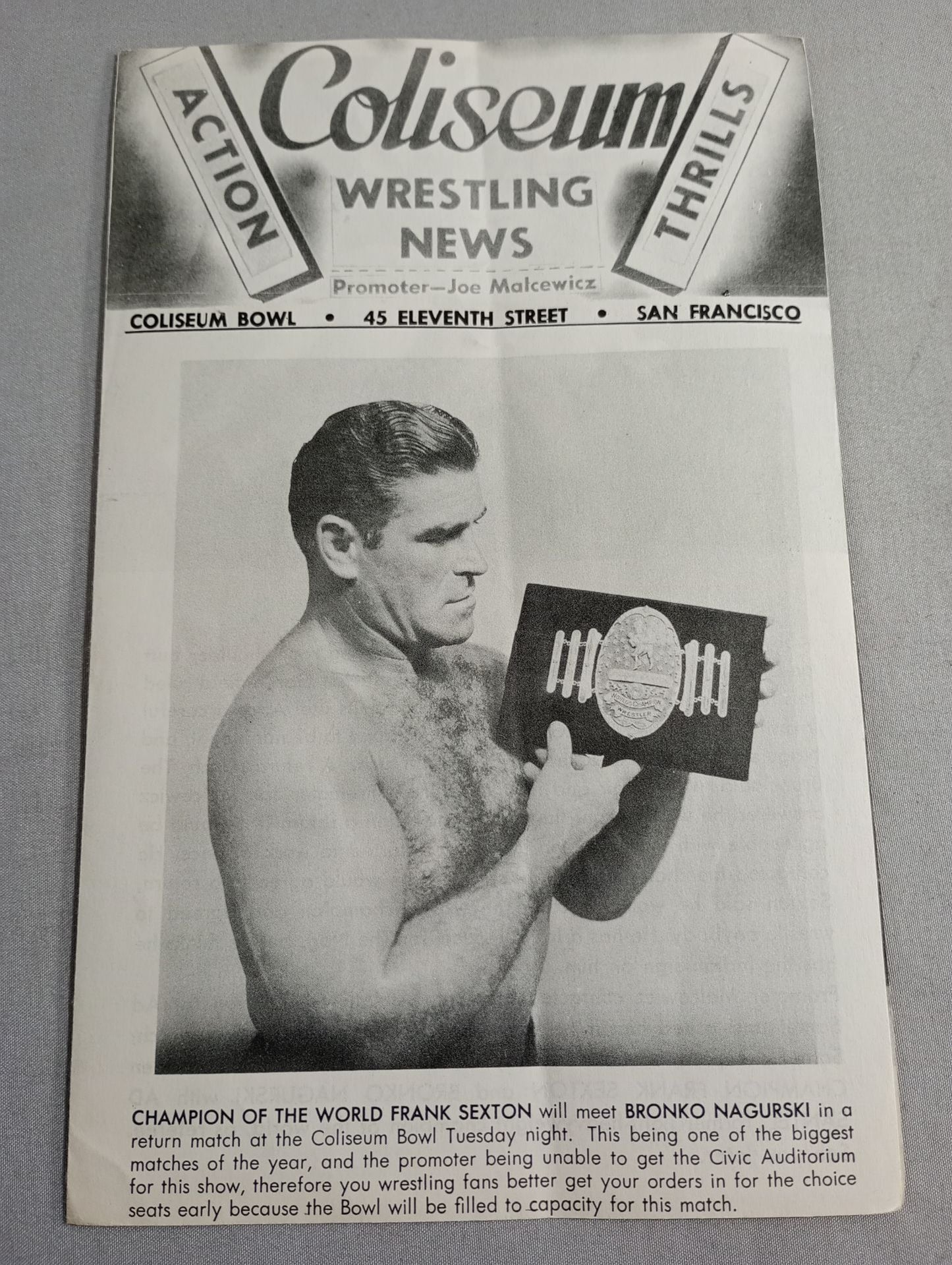 Coliseum WRESTLING NEWS(1948.10.19)
