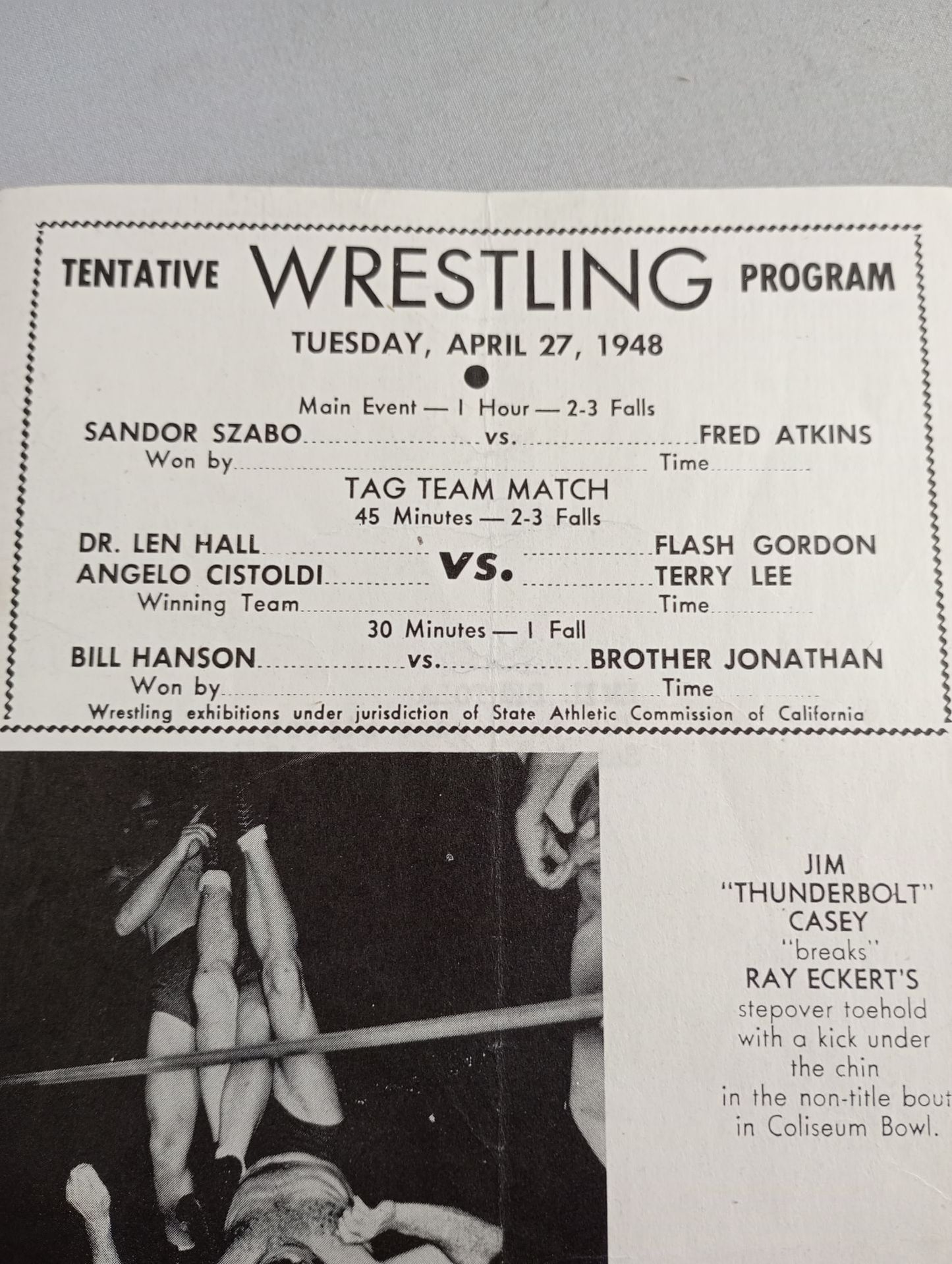 Coliseum WRESTLING NEWS(1948.4.27)