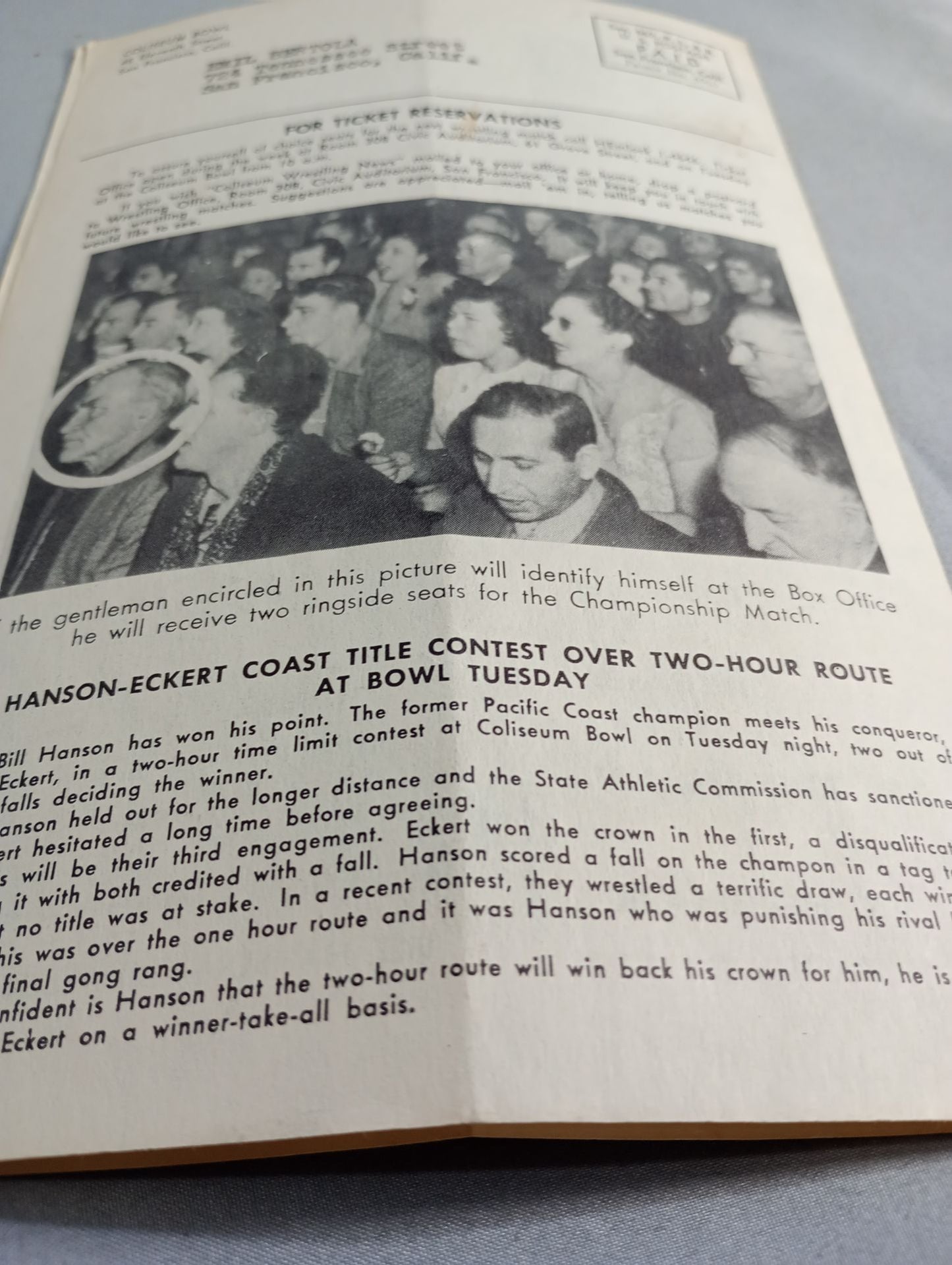 Coliseum WRESTLING NEWS(1948.2.24)