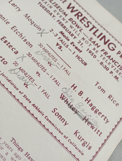 Coliseum WRESTLING NEWS(1950.2.21)