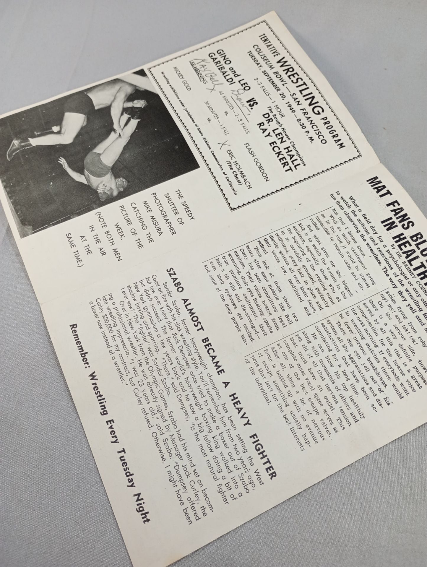 Coliseum WRESTLING NEWS(1949.9.20)