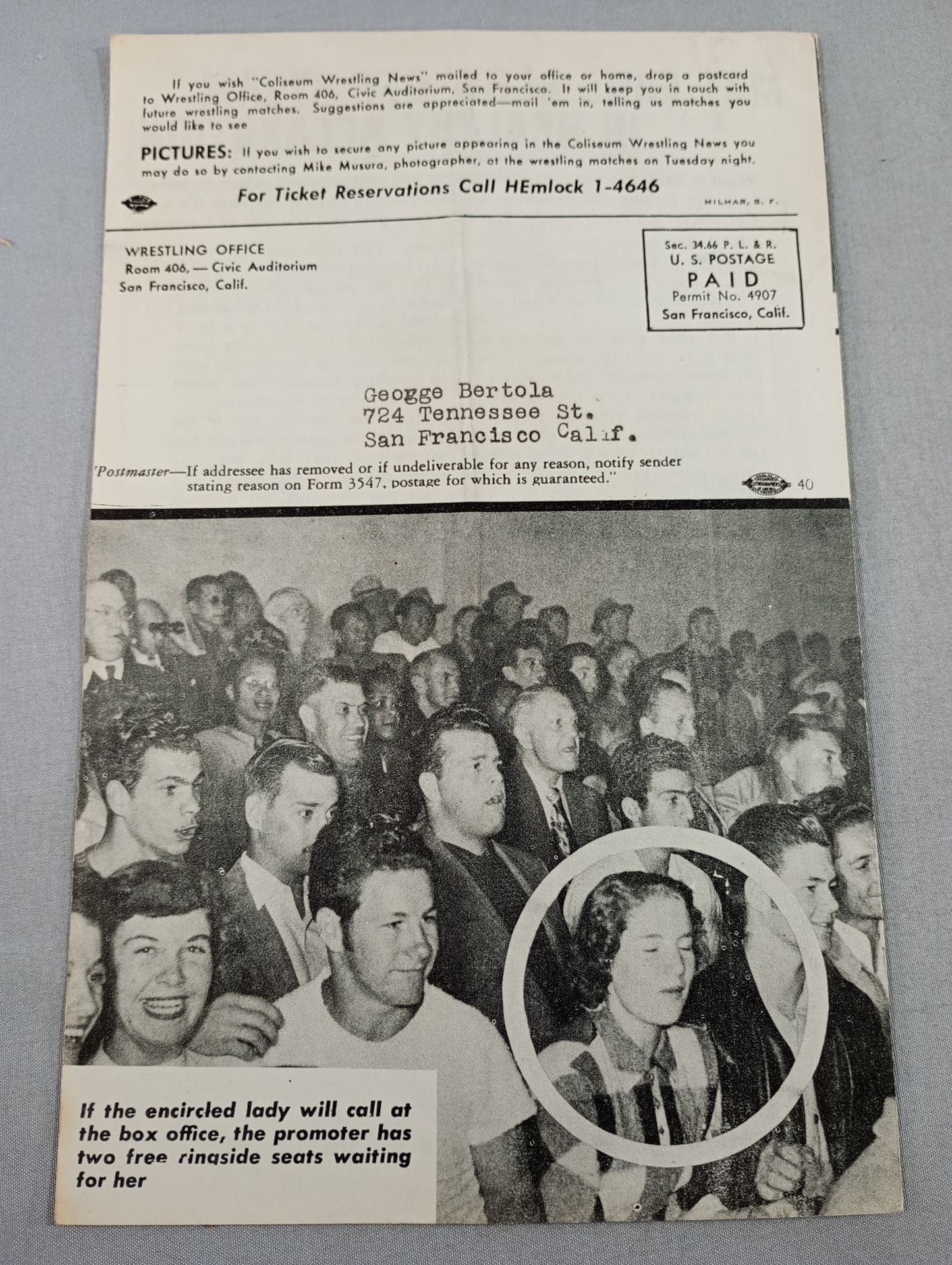 Coliseum WRESTLING NEWS(1949.9.20)