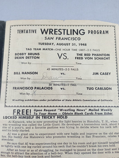 Coliseum WRESTLING NEWS(1948.8.31)