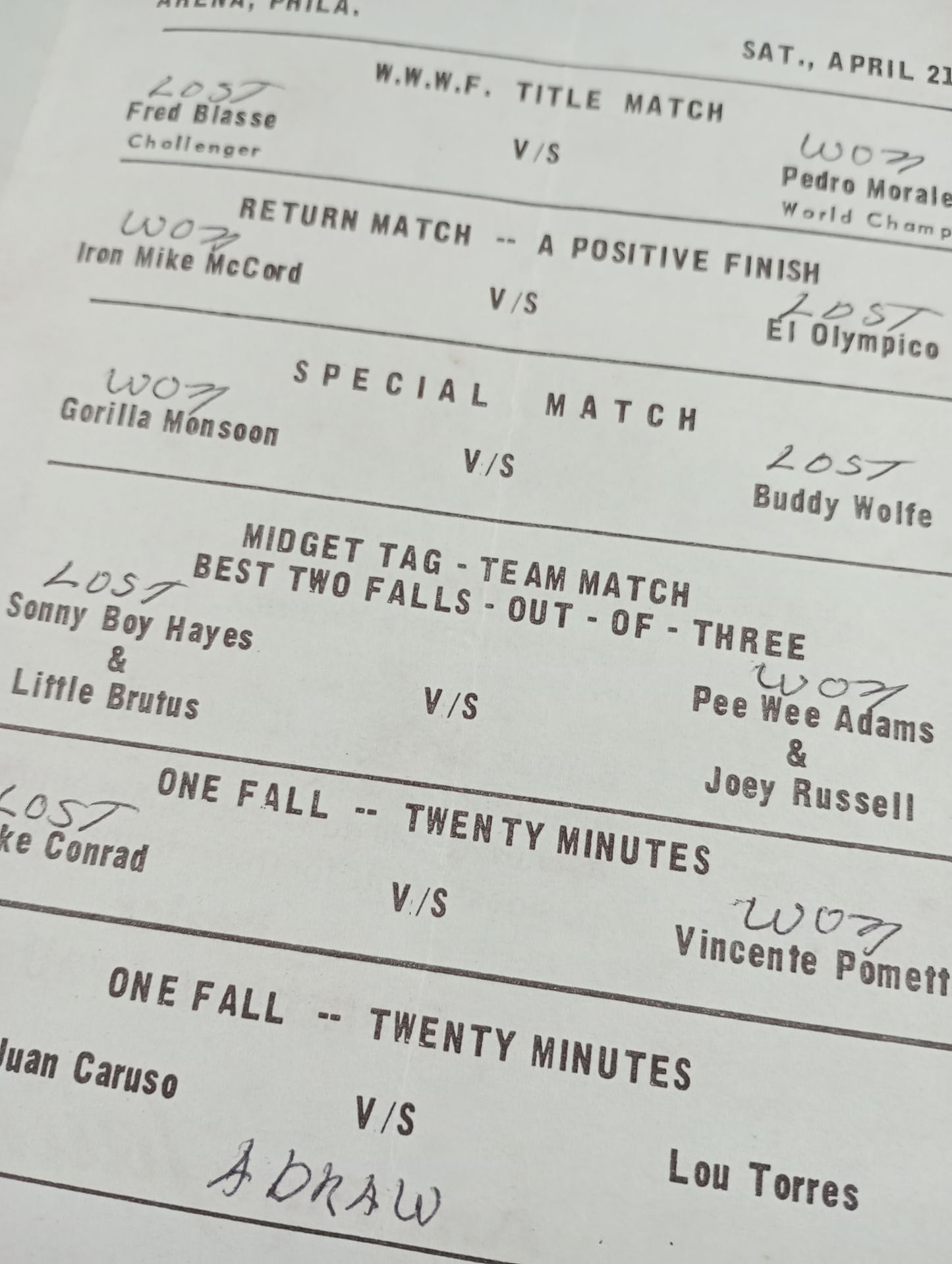 ★ペドロ・モラレスvsフレッド・ブラス WWWF戦★ WWWF Wold Championship WRESTLING N