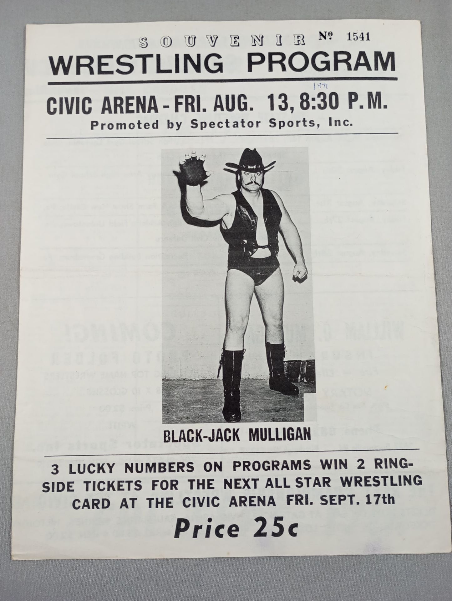 SOUVENIR WRESTLING PROGRAM No.1541