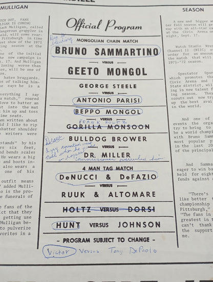 SOUVENIR WRESTLING PROGRAM No.1541