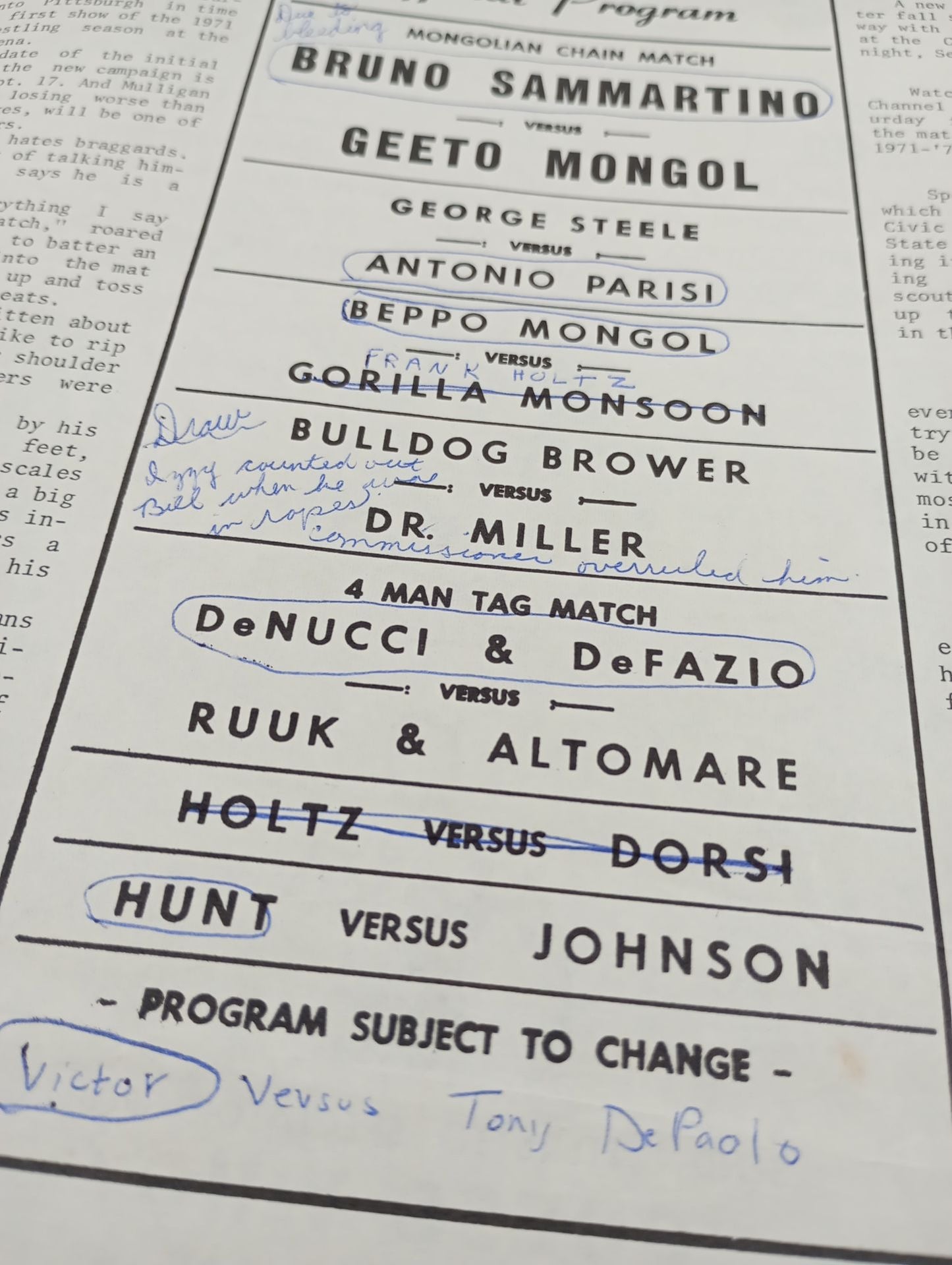 SOUVENIR WRESTLING PROGRAM No.1541