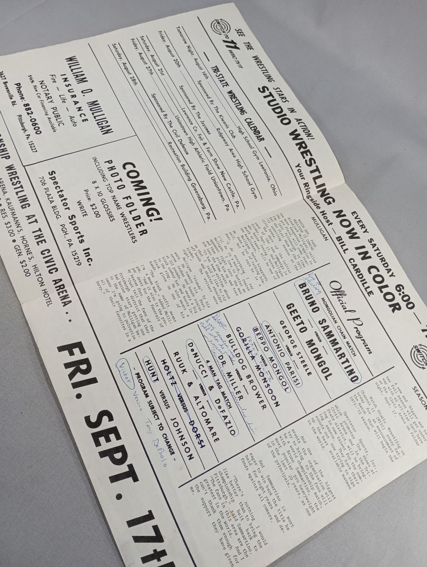 SOUVENIR WRESTLING PROGRAM No.1541