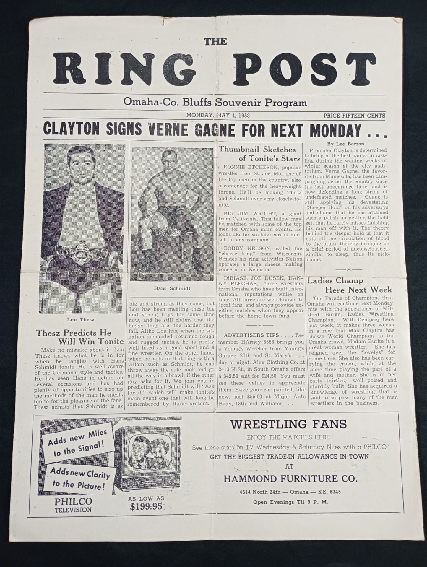 ★テーズvsシュミット NWA戦★ THE RING POST(1953.5.4)