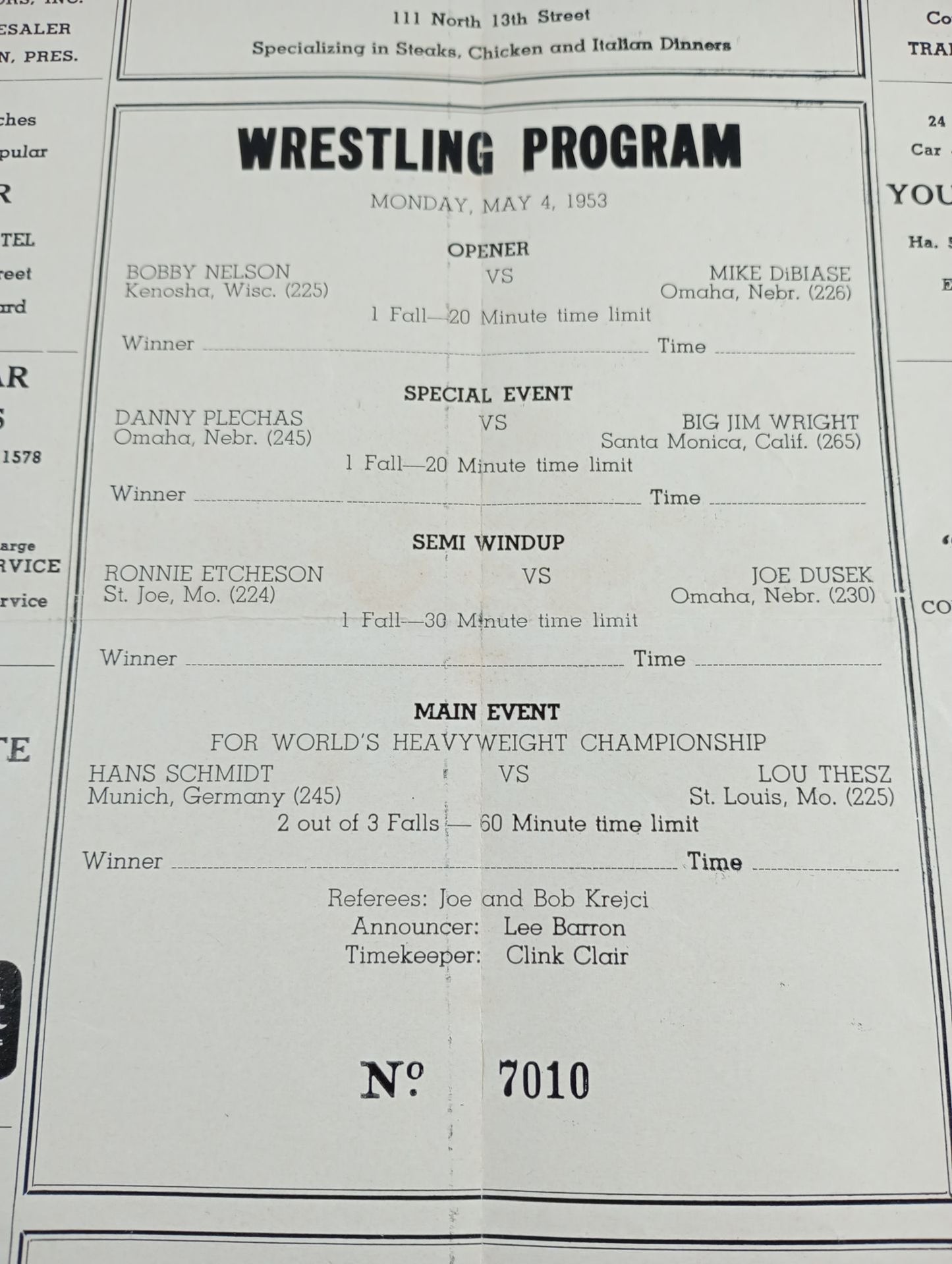 ★テーズvsシュミット NWA戦★ THE RING POST(1953.5.4)