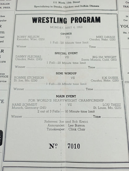 ★テーズvsシュミット NWA戦★ THE RING POST(1953.5.4)