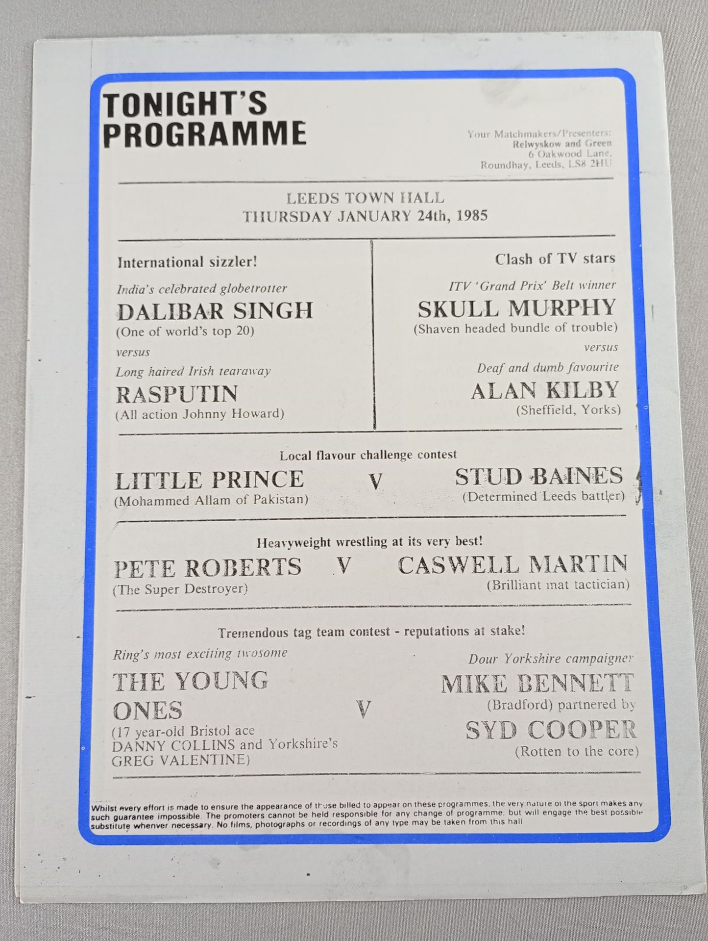 INTERNATIONAL PROFESSIONAL Wrestling  ISSUE No.2 / 1985