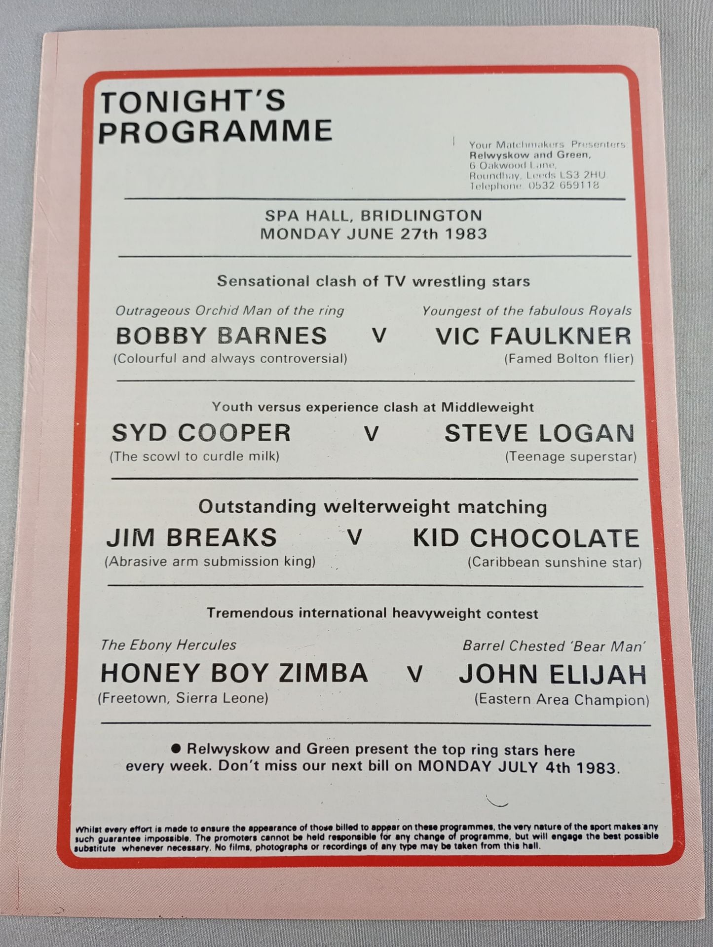 INTERNATIONAL PROFESSIONAL WRESTLING ISSUE No.11 / 1983