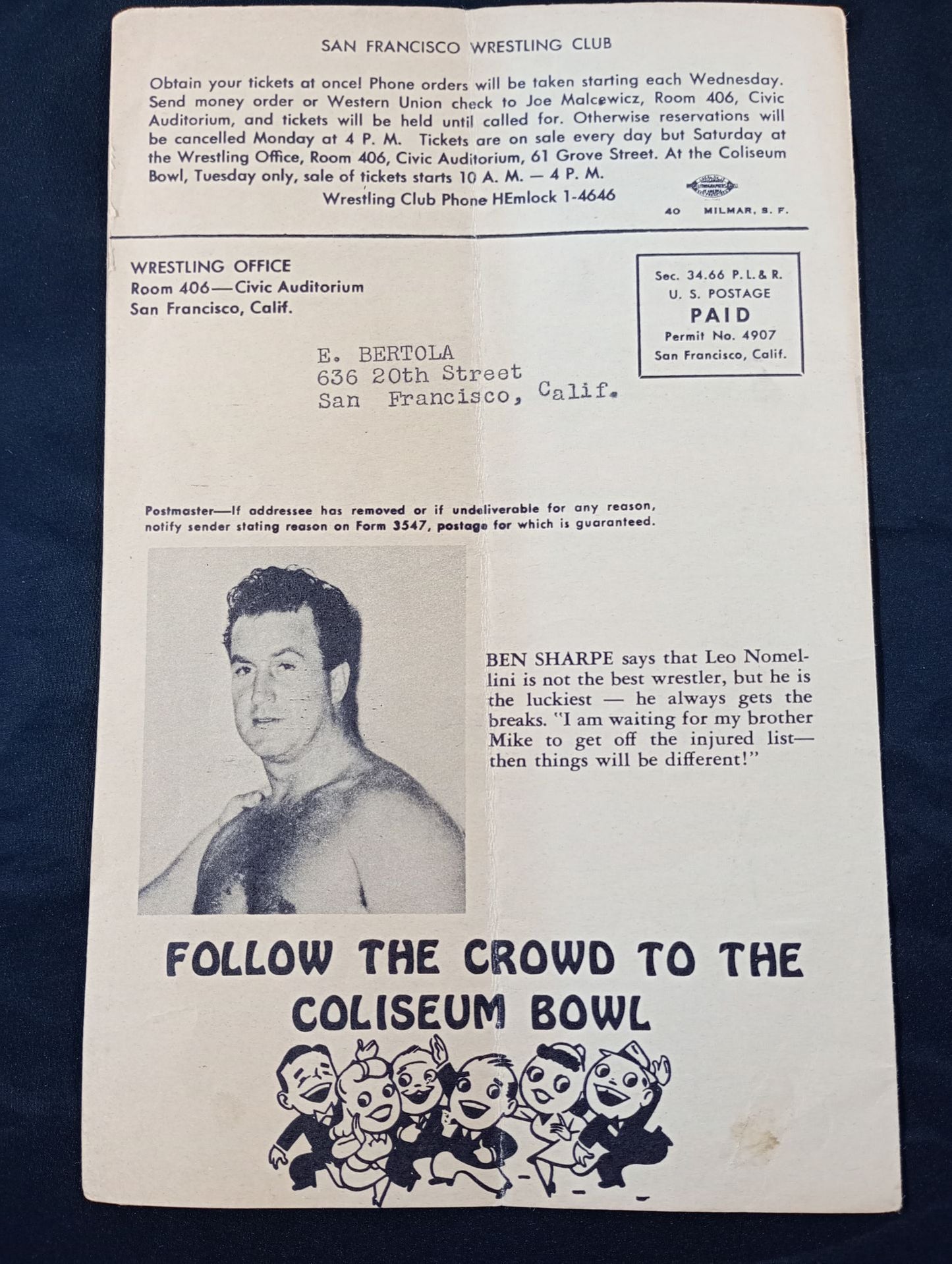 ★力道山 参戦★ West Coast WRESTLING NEWS(1952.3.11)