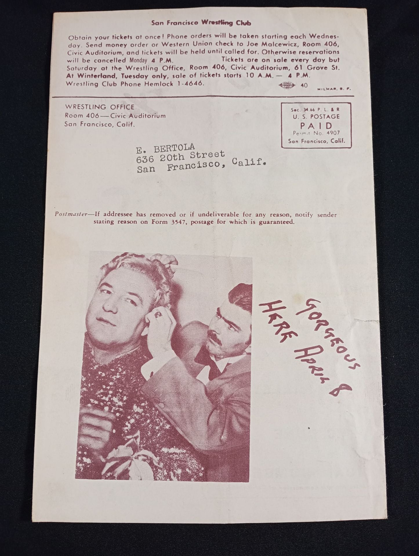 ★木村政彦＆山口利夫 参戦★ West Coast WRESTLING NEWS(1952.4.1)