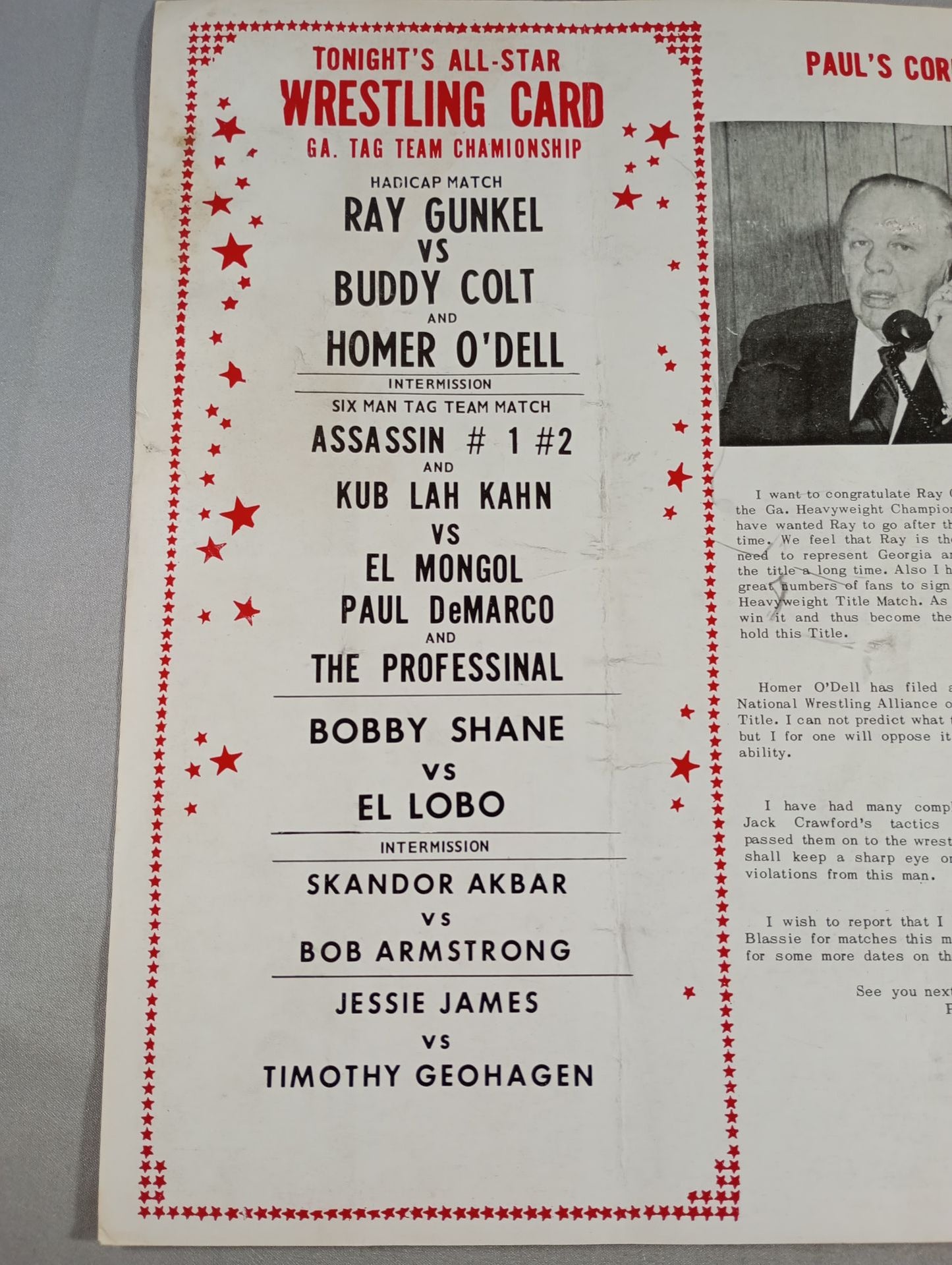 THE RINGSIDER / FRIDAY DECEMBER 4.1970