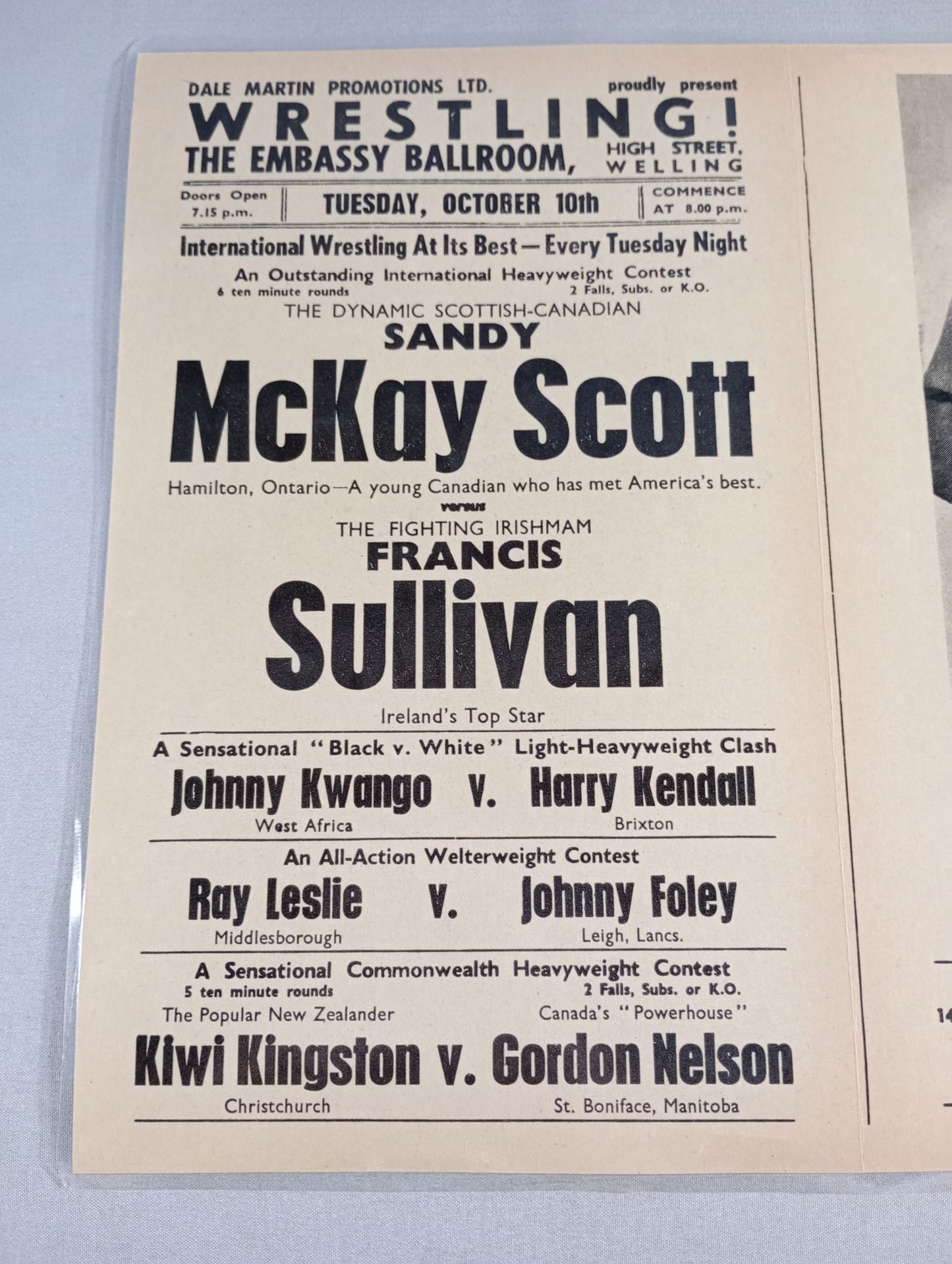 WRESTLING! THE EMBASSY BALLROOM，