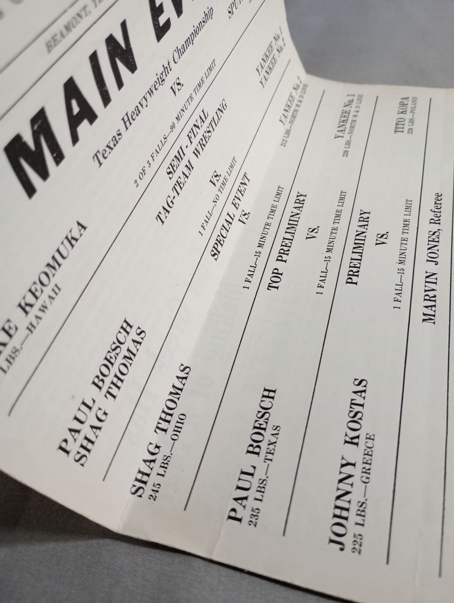 SPORTATORIUM Wrestling Program 1961 No.1