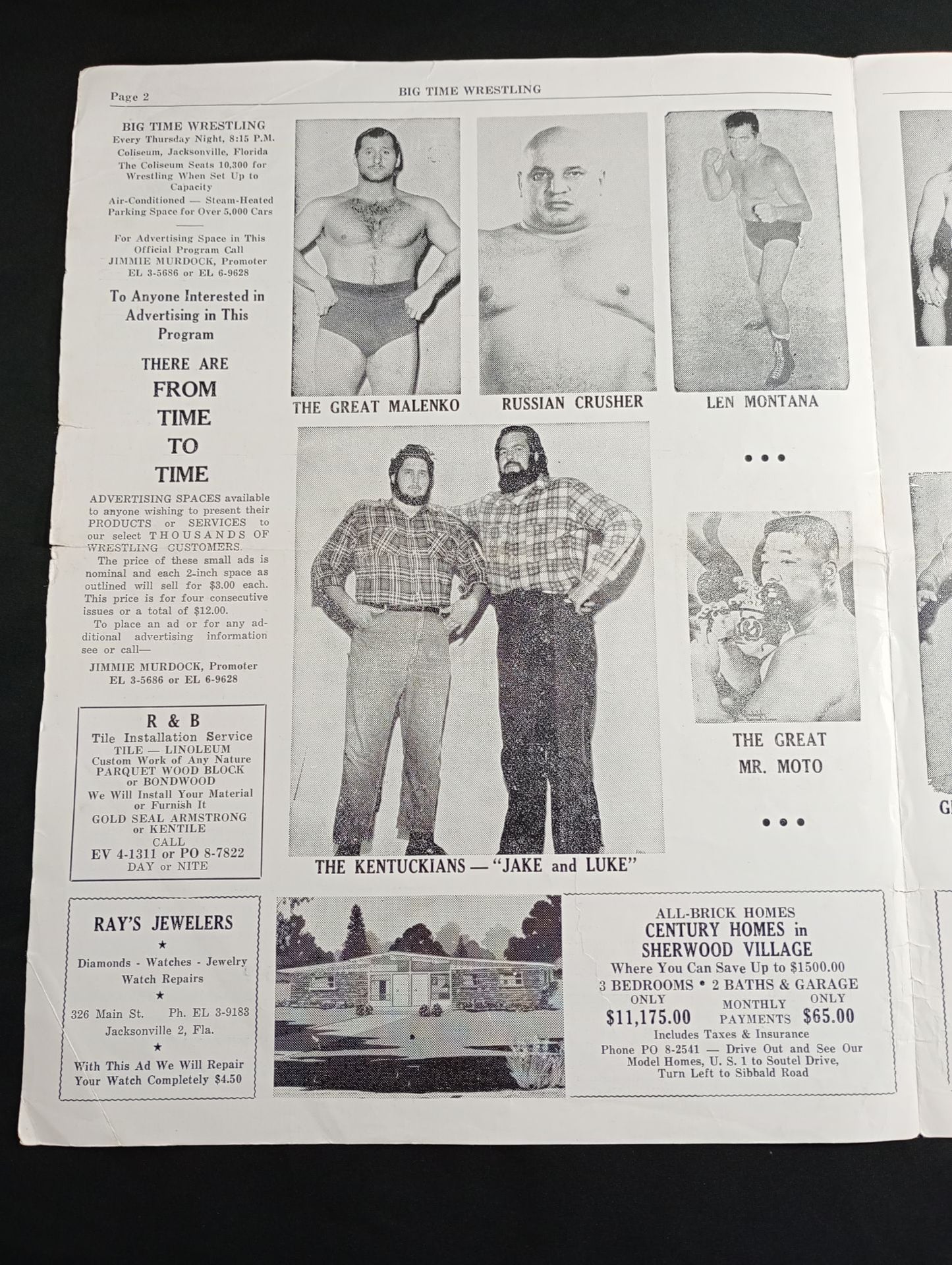 ★馬場表紙★ NWA BIG TIME WRESTLING / JACSONVILLE’S Vol.2 No.3