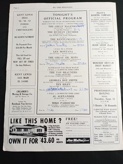 ★馬場表紙★ NWA BIG TIME WRESTLING / JACSONVILLE’S Vol.2 No.3