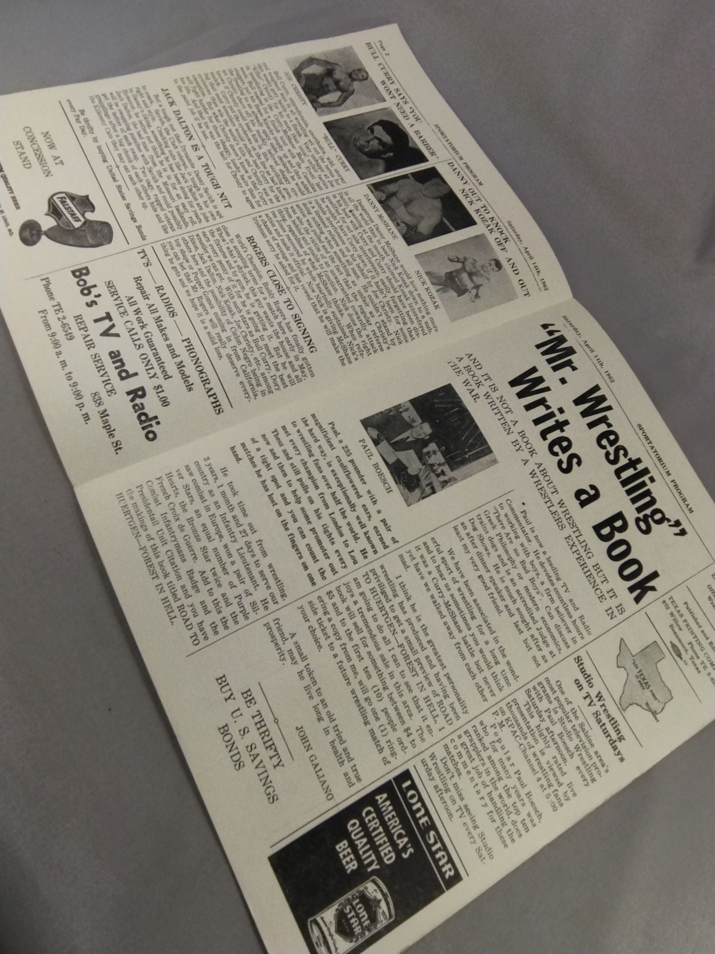 SPORTATORIUM Wrestling Program 1962 No.24