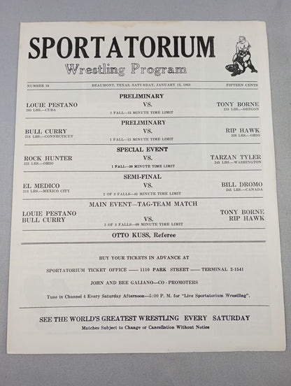 SPORTATORIUM Wrestling Program 1963 No.10