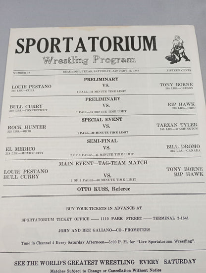 SPORTATORIUM Wrestling Program 1963 No.10