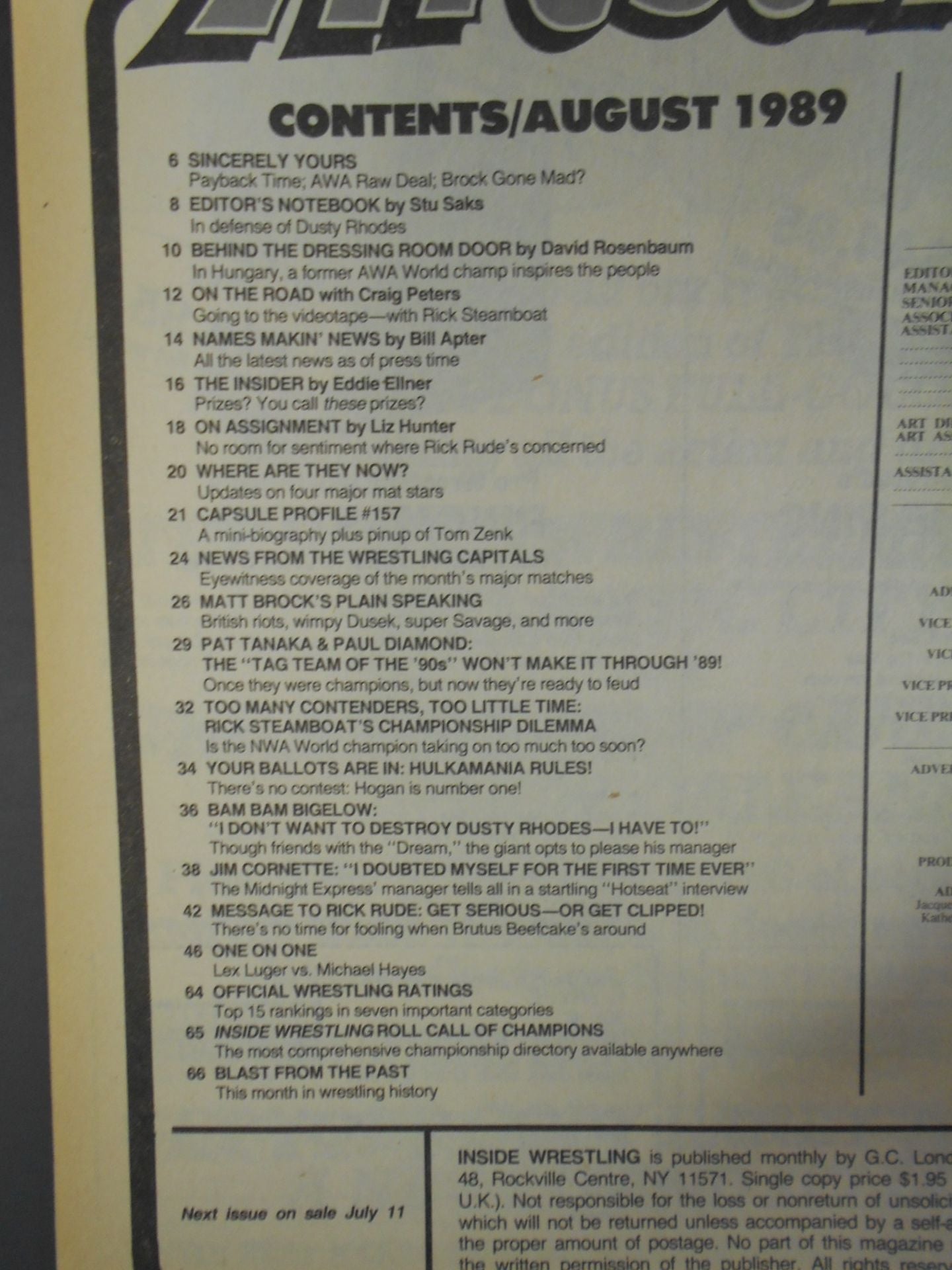 Inside Wrestling 1989年08月号