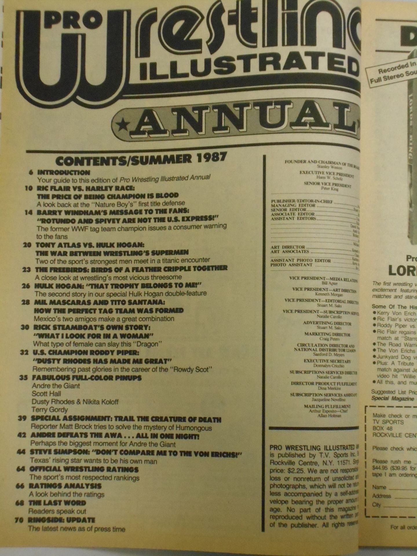 PRO Wrestling ILLUSTRATED ANNUAL 1987 Summer