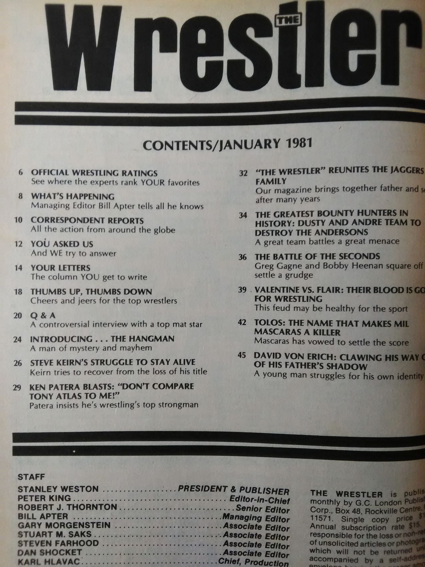 THE Wrestler 1981年01月号