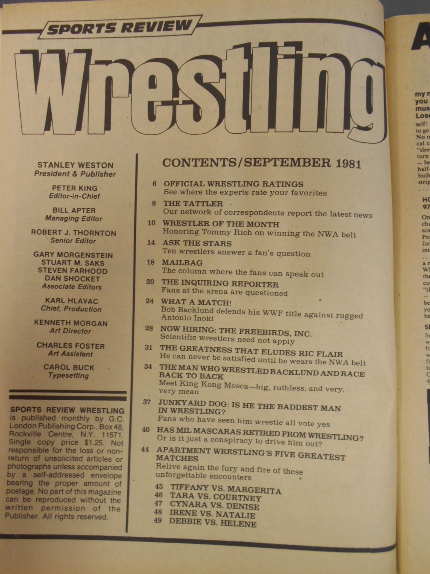 SPORTS REVIEW Wrestling 1981年09月号