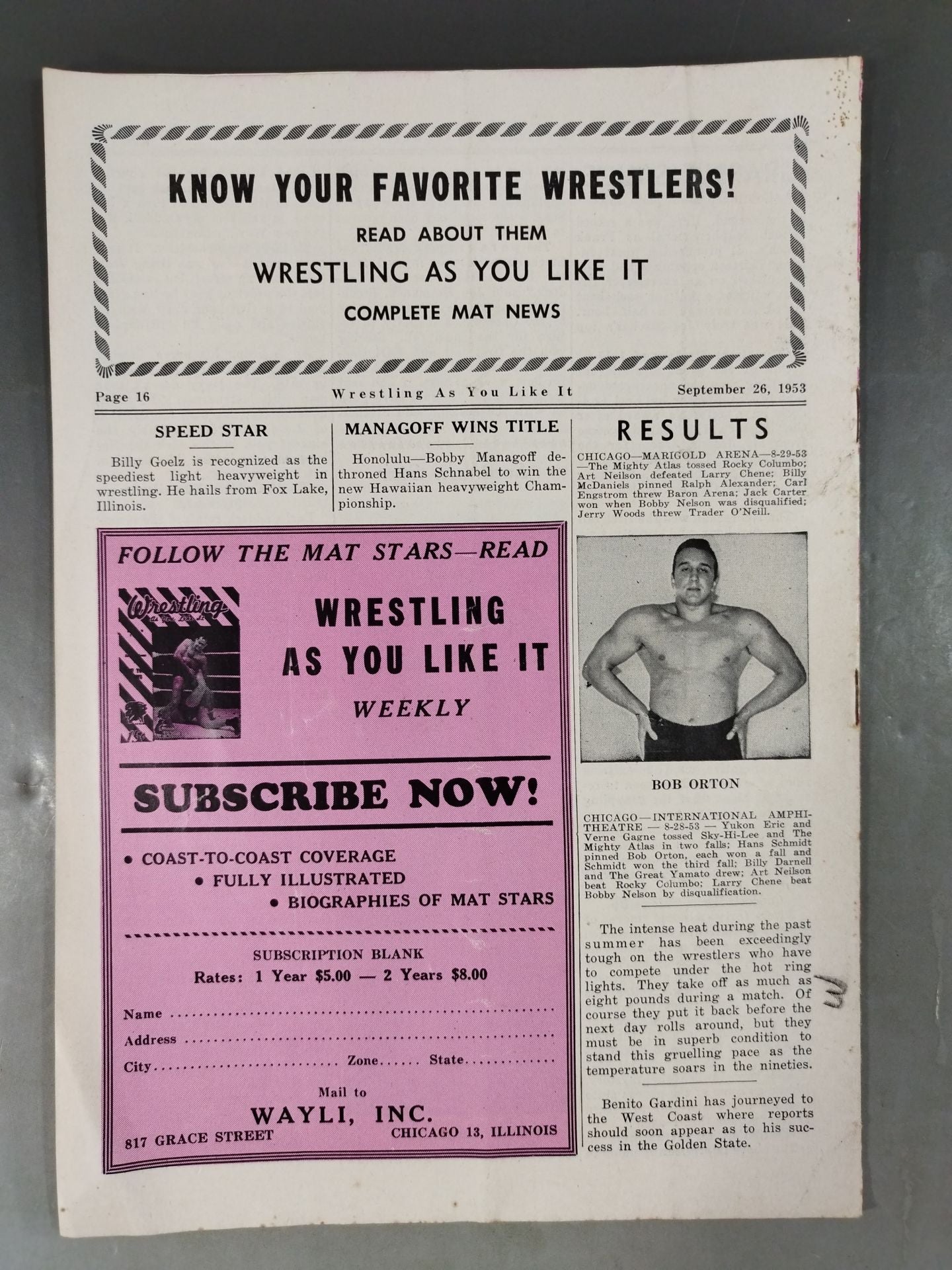 Wrestling as you like it 1953年09月号
