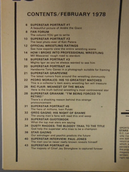WRESTLING SUPER STARS 1978年02月号