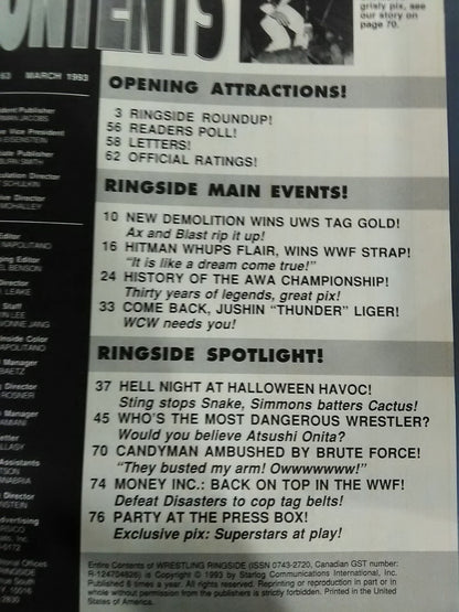 WRESTLING RINGSIDE 1993年03月号