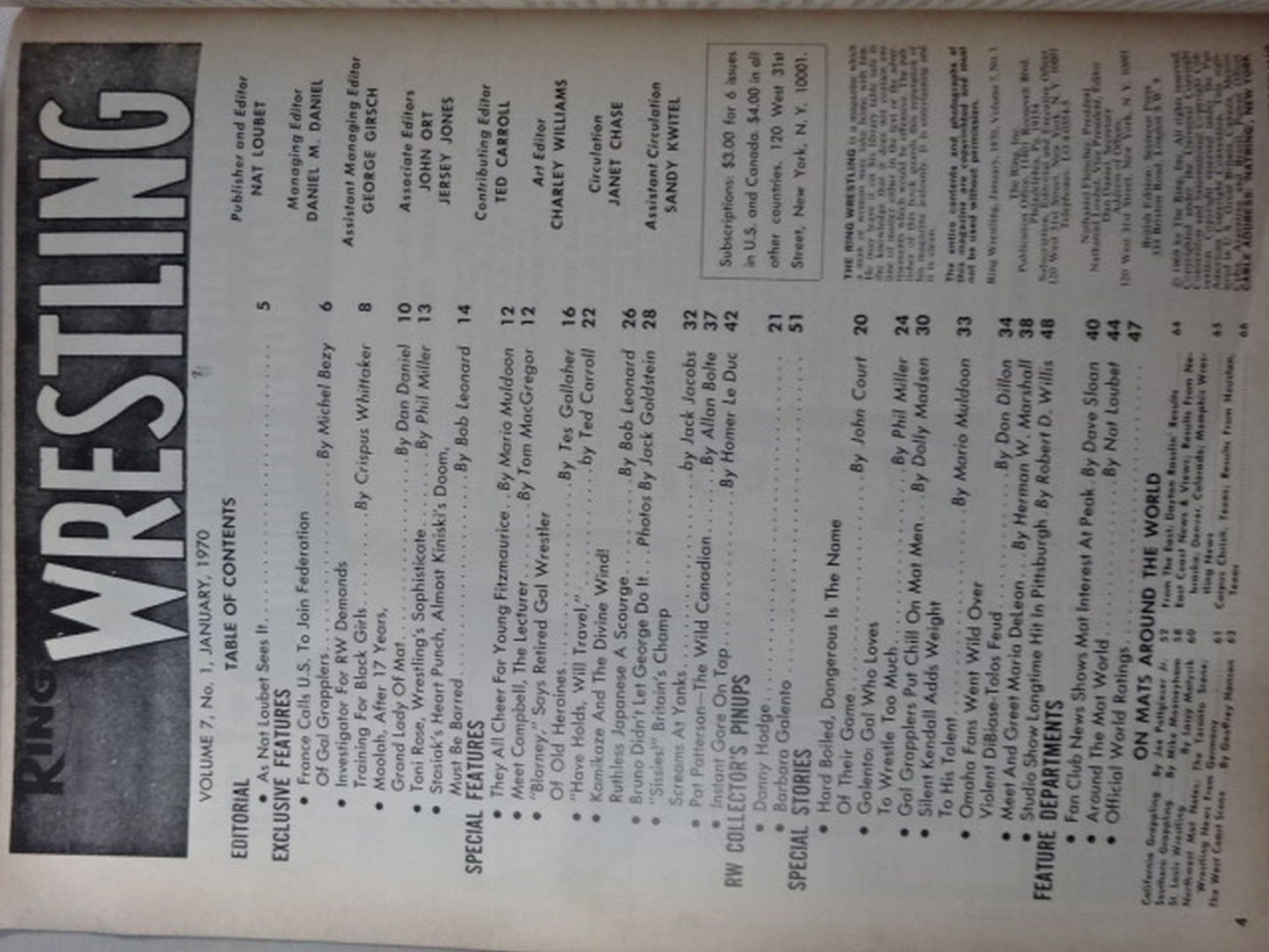 【The RING】WRESTLING 1970年01月号