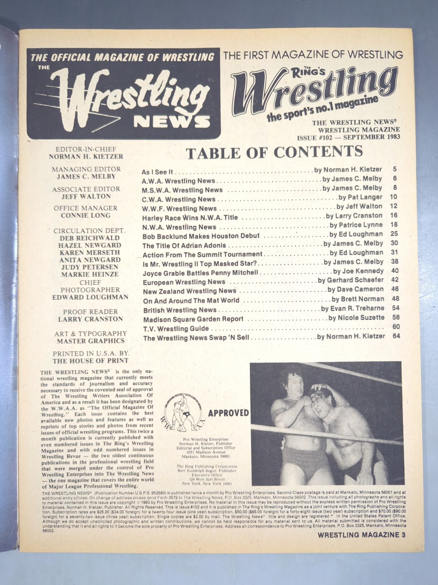 【The RING’S】Wrestling magazine 1983年9月号