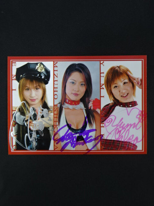 ATHTRESS jd'star panipani Emi Tojo & Mitsuho Ishikawa & Yumi Ohka  Official Tripleautographed card 